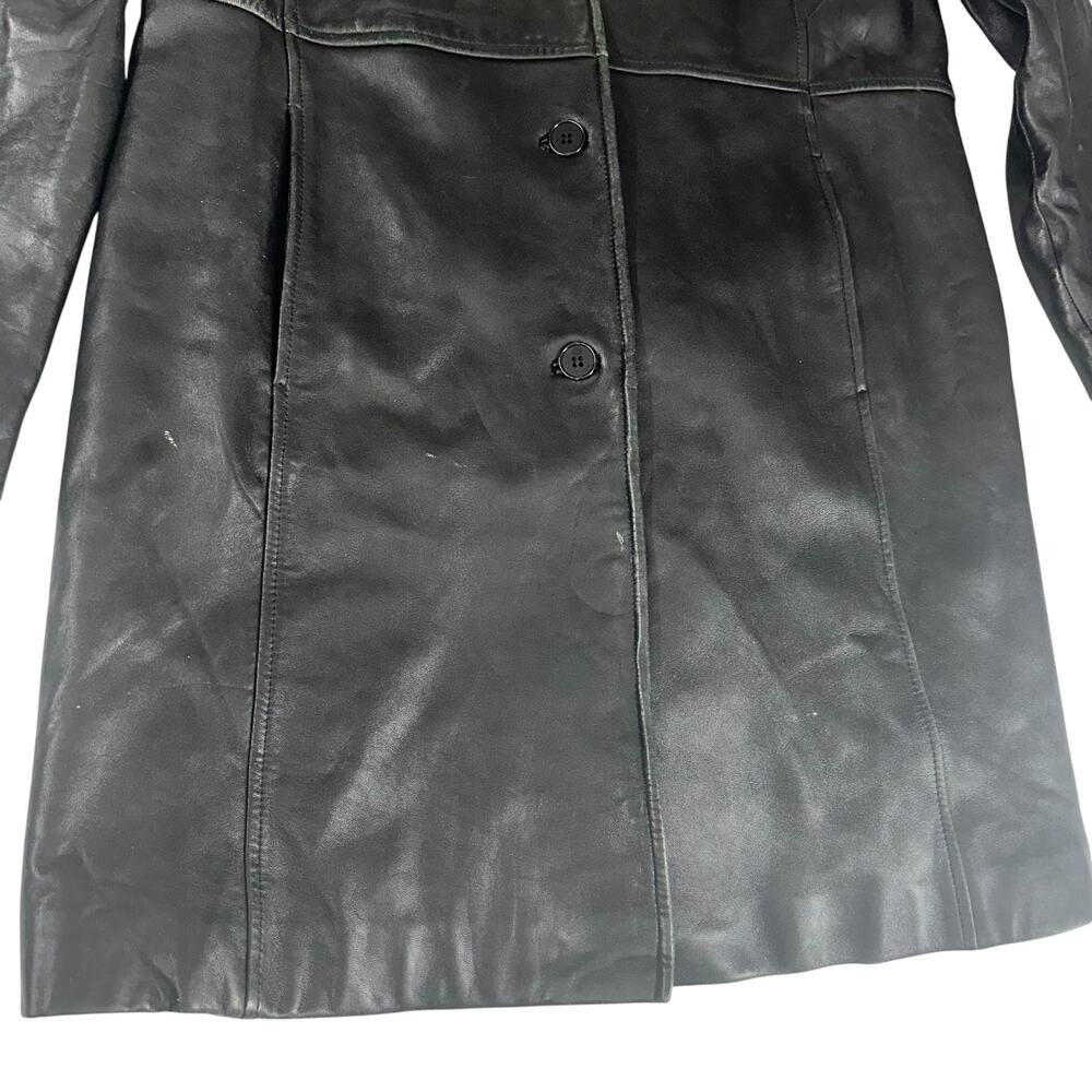Womens Jacket Size XL Black Leather Long Duster Soft Winter Fall Outdoor Office - Picture 8 of 10